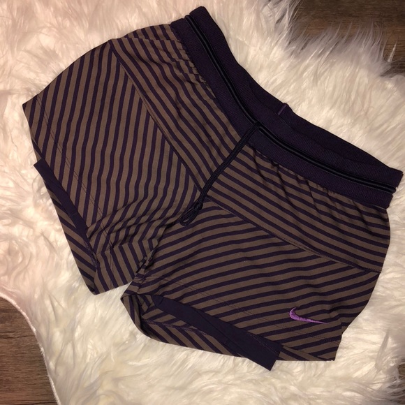 Nike Pants - NIKE DRI FIT DOUBLE LAYER SHORTS STRIPED SMALL 💜